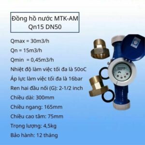 Thông số đồng hồ nước Zenner DN50 nối ren