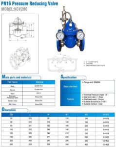 Thông số của van giảm áp DN80