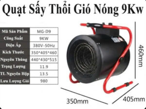 Cấu tạo của quạt sấy gió nóng 9Kw